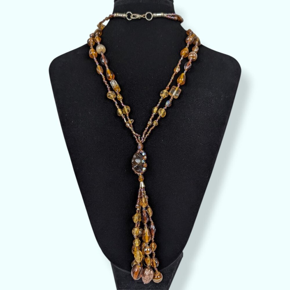 V. 2-Strand Art Glass Beaded Necklace
